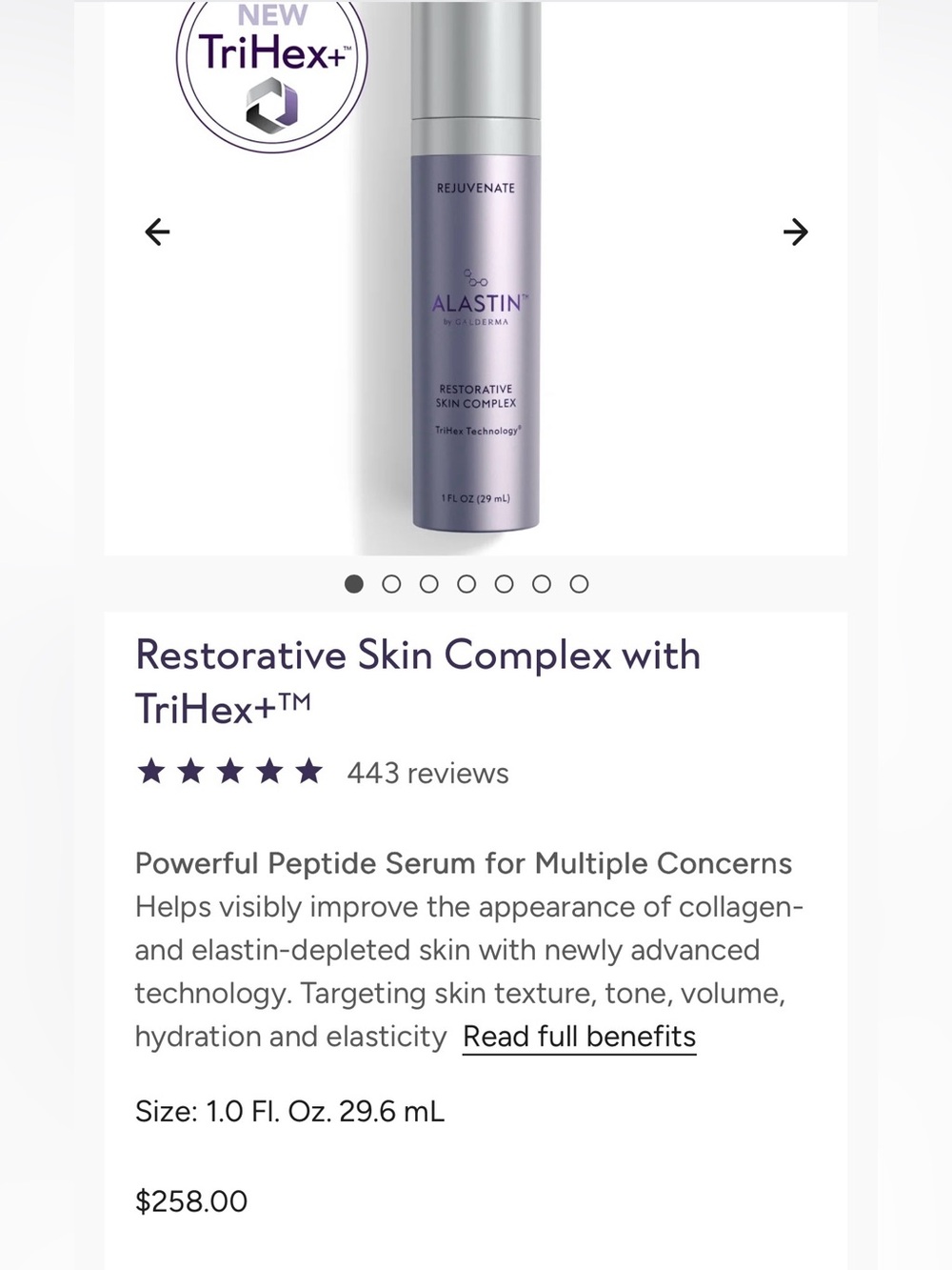 Alastin Skincare Restorative Skin Complex Serum-Sealed, Brand New